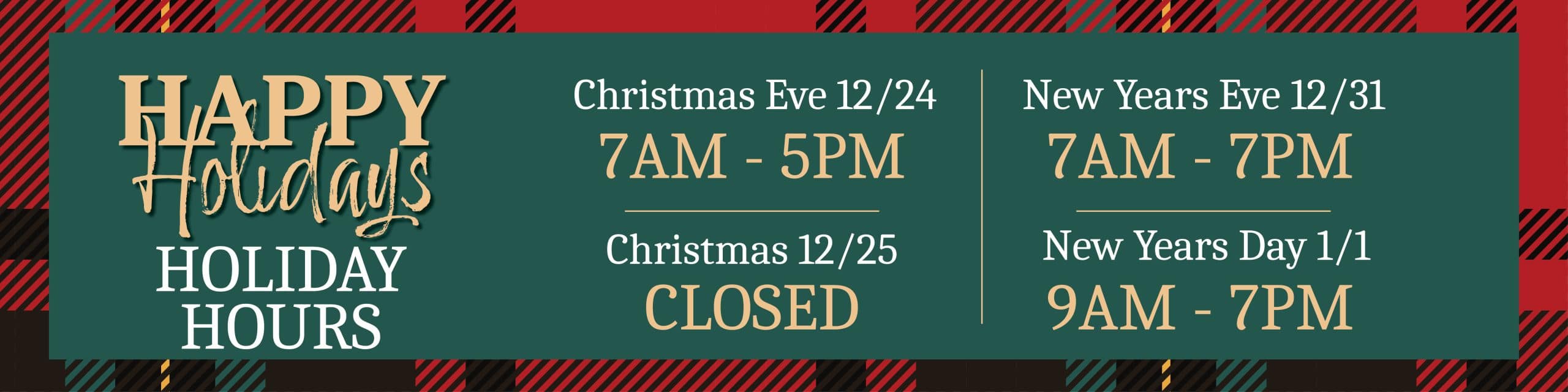 Holiday Hours
